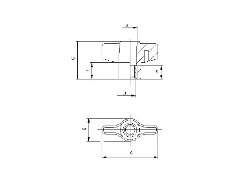 Flügelmutter GBA FP - Technische Zeichnung | Kuala Kunststofftechnik GmbH